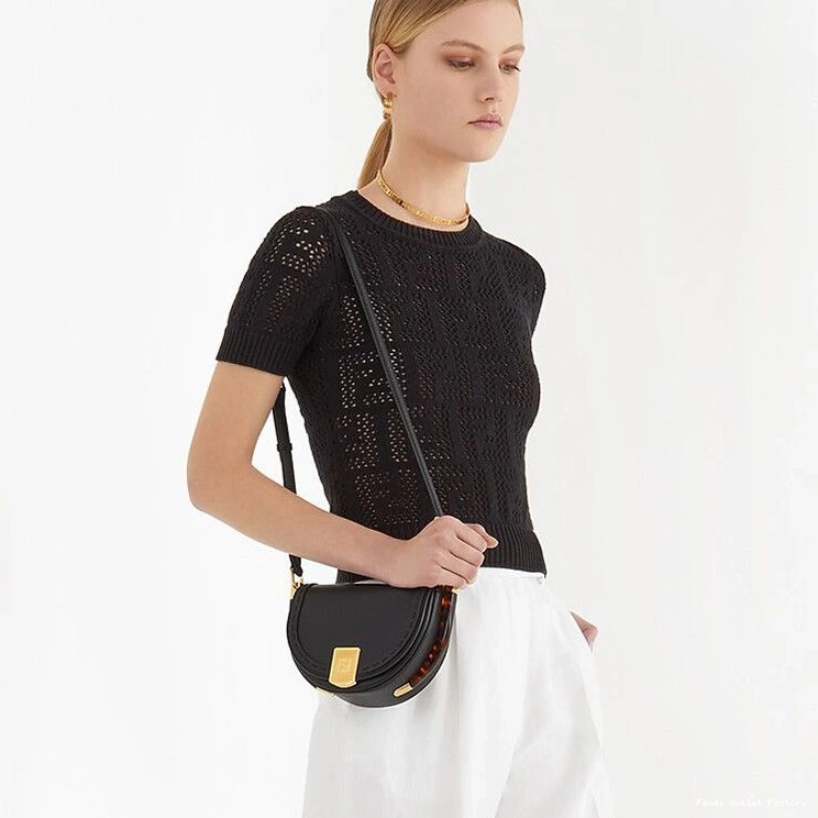 Cheap HOT Bag Fendi Black In Leather Calf ROMA Moonlight Logo 0728